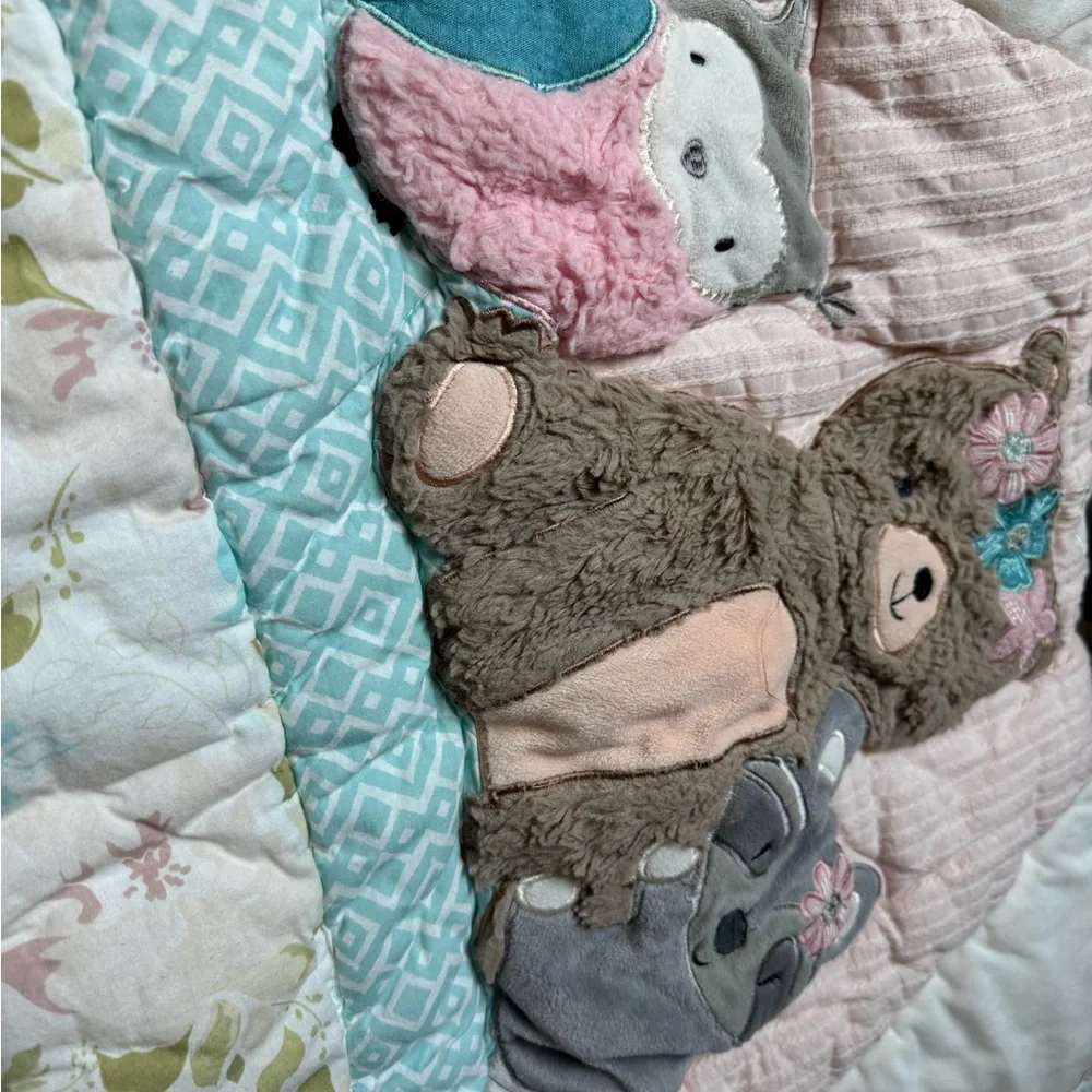 Floral and Animal Themed Baby Quilt